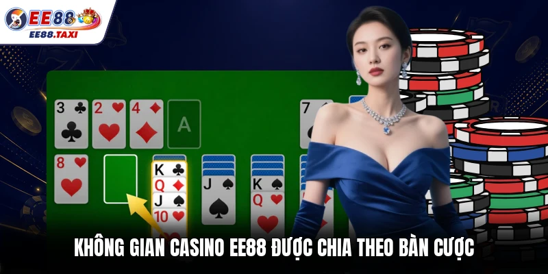 Không gian casino EE88 được chia theo bàn cược